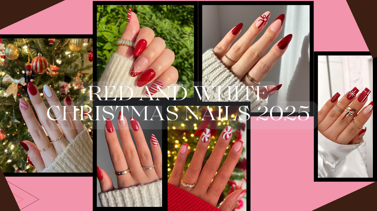 Red and White Christmas Nails 2025