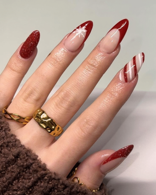 French Tip Christmas Nails