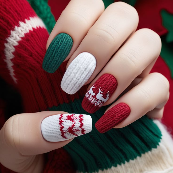 Christmas Sweater Nail Art
