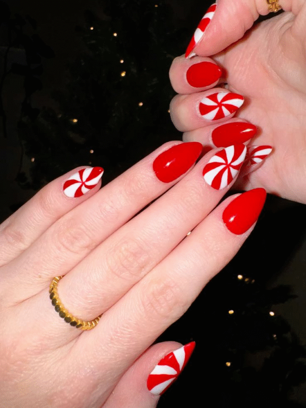 Candy Cane Swirls nails